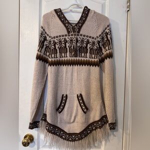 Cozy Beige Reindeer Sweater 100% Alpaca Wool
